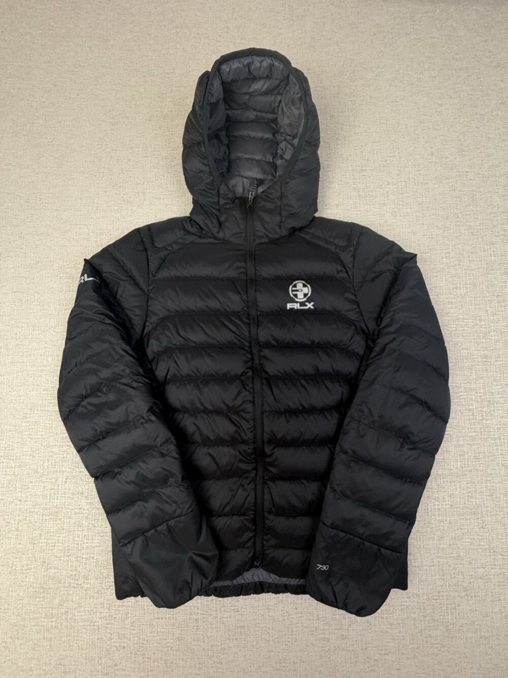RLX Ralph Lauren 730 Women’s Down Puffer Jacket Black Hooded Small S